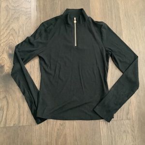 SHEIN black ribbed long sleeve tee shirt with half zip
